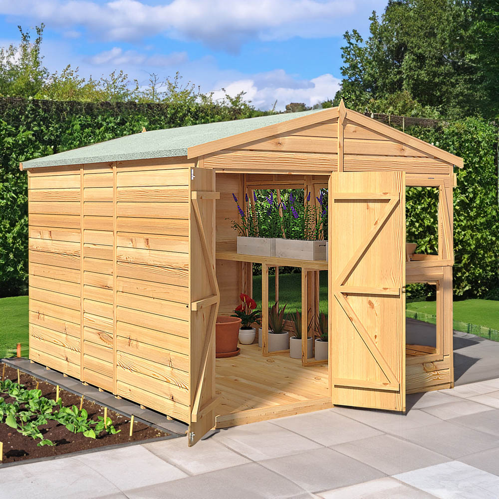 Shire GB Sun Hut 8 x 10ft Garden Shed with Bench Image 2