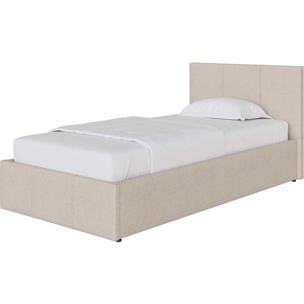 GFW Single Natural Hopsack Fabric End Lift Ottoman Bed with Bonnell Mattress Image 3