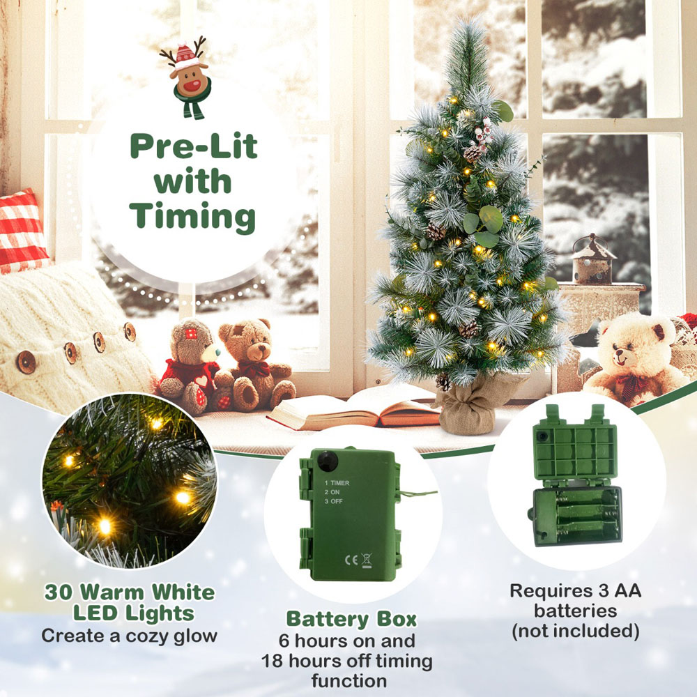 Costway 30 Warm White LED Pre-Lit Artificial Christmas Tree 3ft Image 5