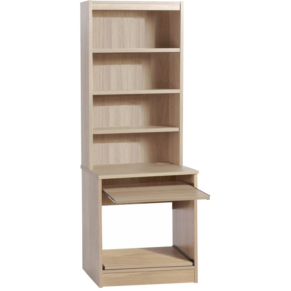 R White Cabinets 4 Shelf Printer Desk Stand with Hutch Brown Image 2