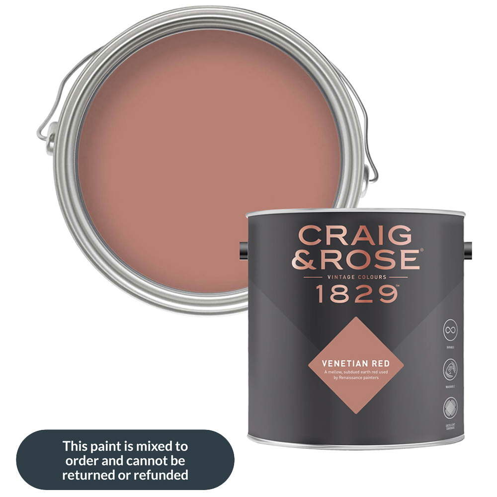 Craig & Rose Walls and Ceilings Venetian Red Chalky Emulsion Paint 5L Image 1