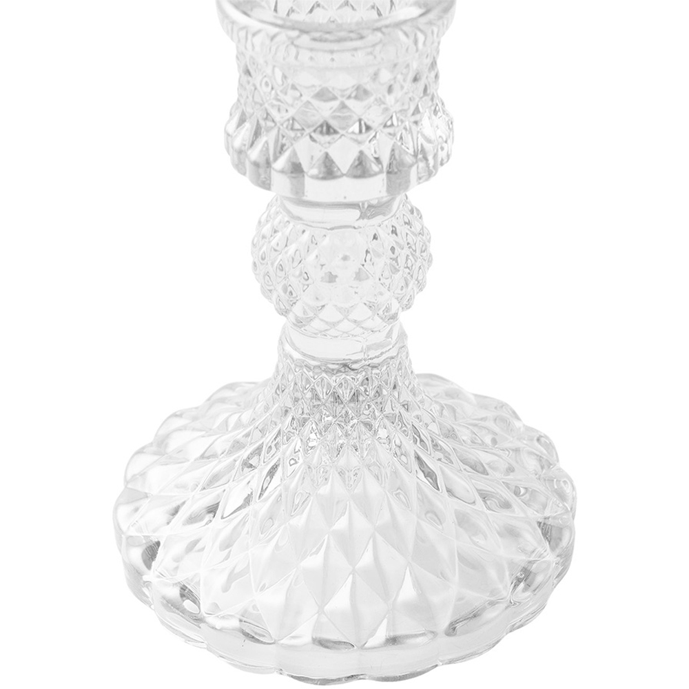 Living and Home Clear Glass Tiered Candlestick Holder Set of 3 Image 7