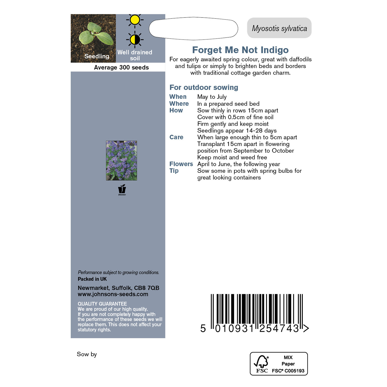 Johnsons Forget Me Not Indigo Flower Seeds Image 3