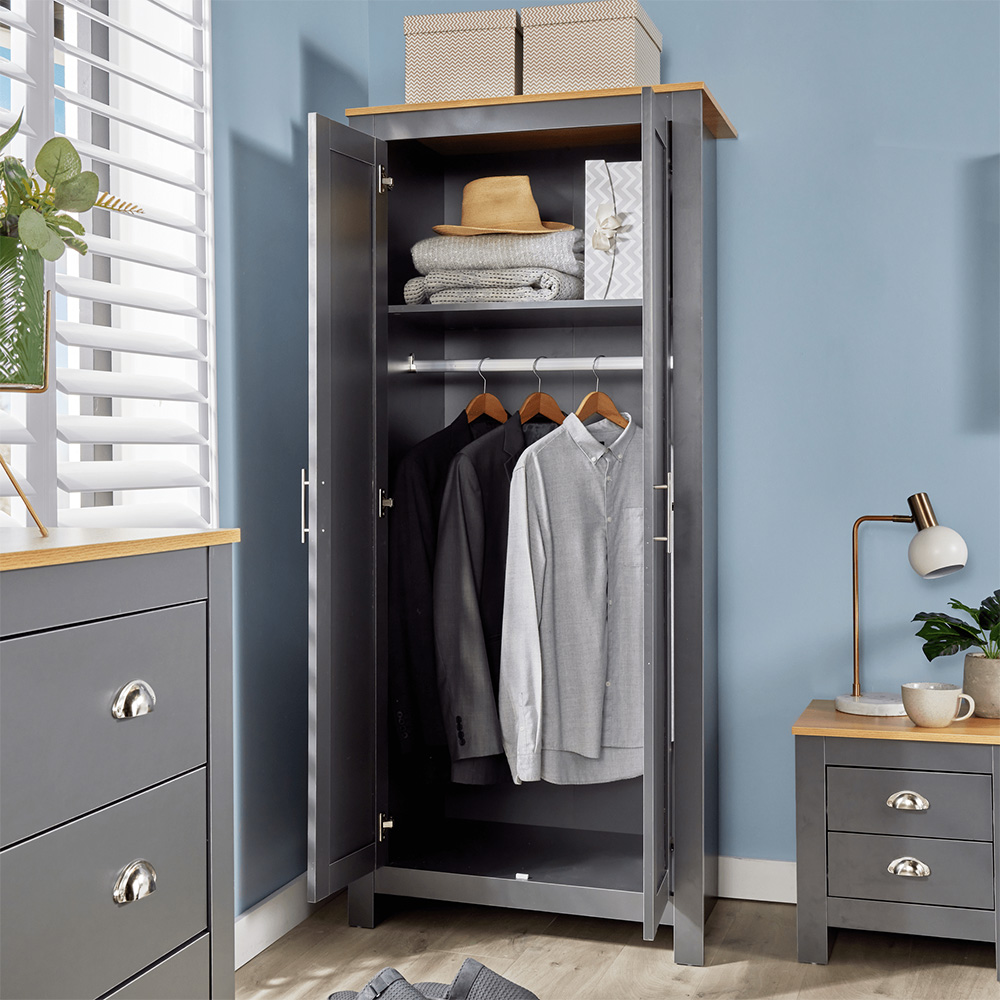 Home Source Camden 2 Door Graphite Grey Bedroom Wardrobe Image 7