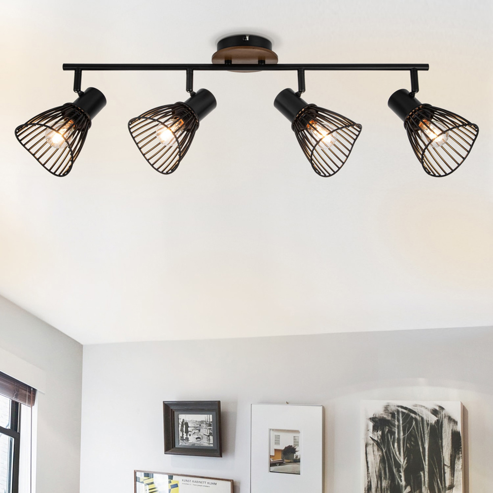 Cosylyte Hadley Matt Black 4 Light Wire Shade Spotlight Image 2