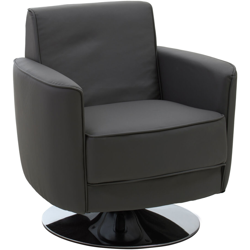 Premier Housewares Wester Grey Leather Effect Swivel Chair Image 2