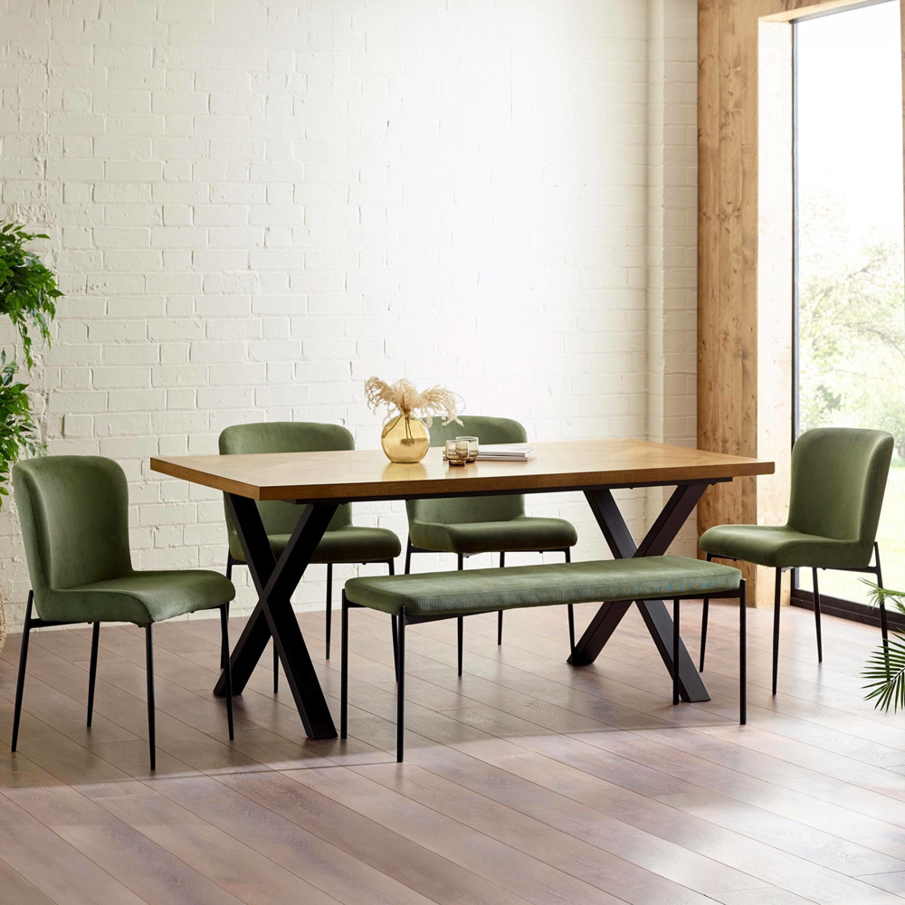Julian Bowen Leonie Set of 2 Green Velvet Dining Chairs Image 8