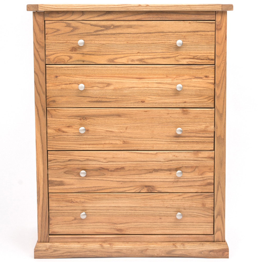 Cabinet Bits Salerno 5 Drawer Brown Chrome Knob Chest of Drawers Image 2