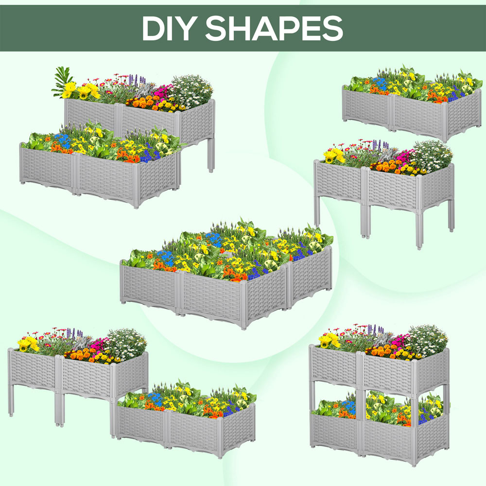 Outsunny Grey Raised Garden Bed Planter 4 Pack Image 5