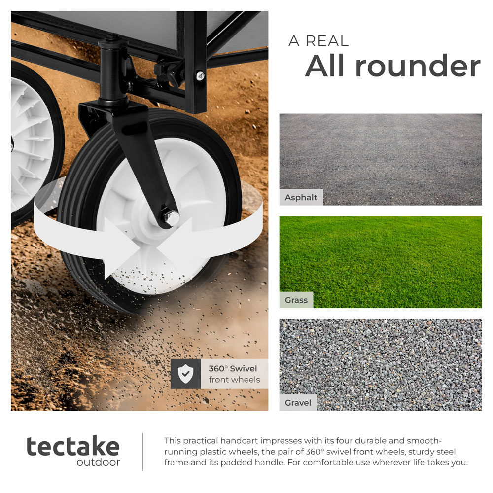 tectake Grey 2 Mesh Pocket Foldable Garden Trolley with 80kg Load Capacity Image 7