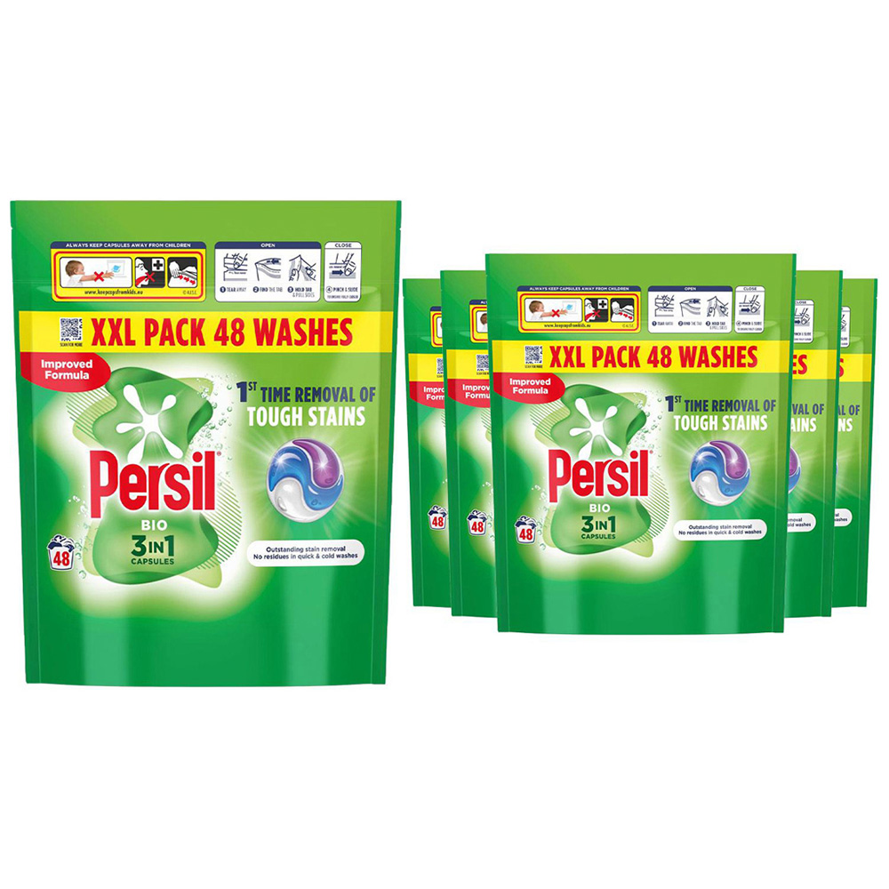 Persil Bio 3 in 1 Washing Capsules XXL 48 Washes 6 Pack Image 1