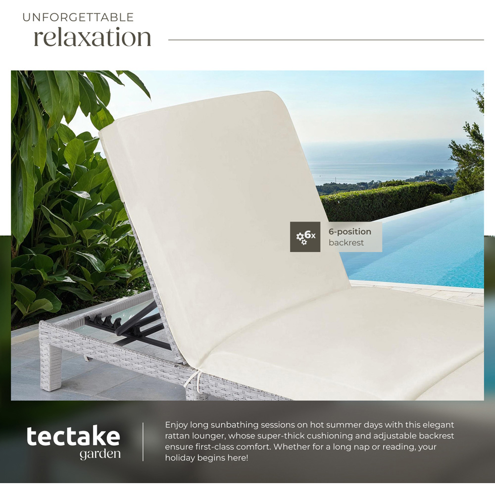 tectake Sofia Light Grey 6 Level Adjustable Backrest Sun Lounger Image 4
