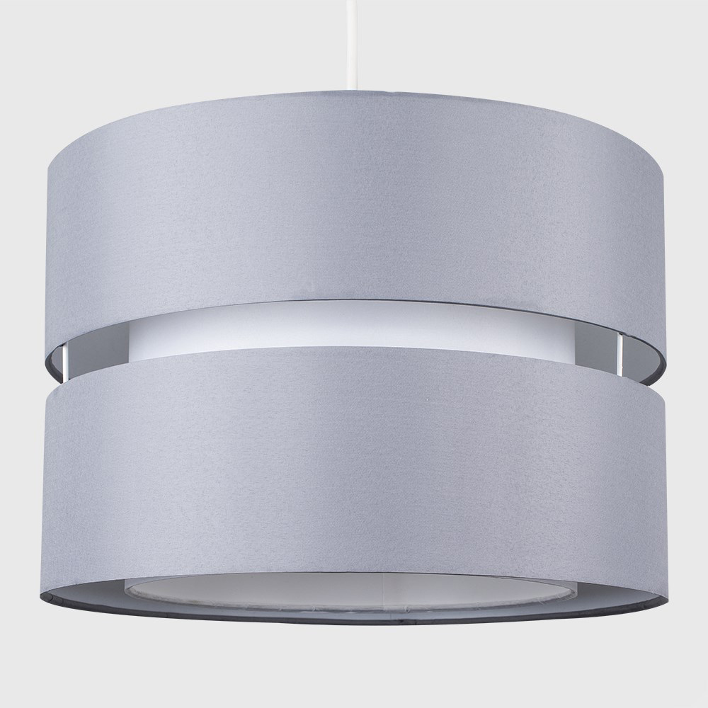 ValueLights Easy Fit Sophia Grey with White Inner Large Pendant Shade Image 3