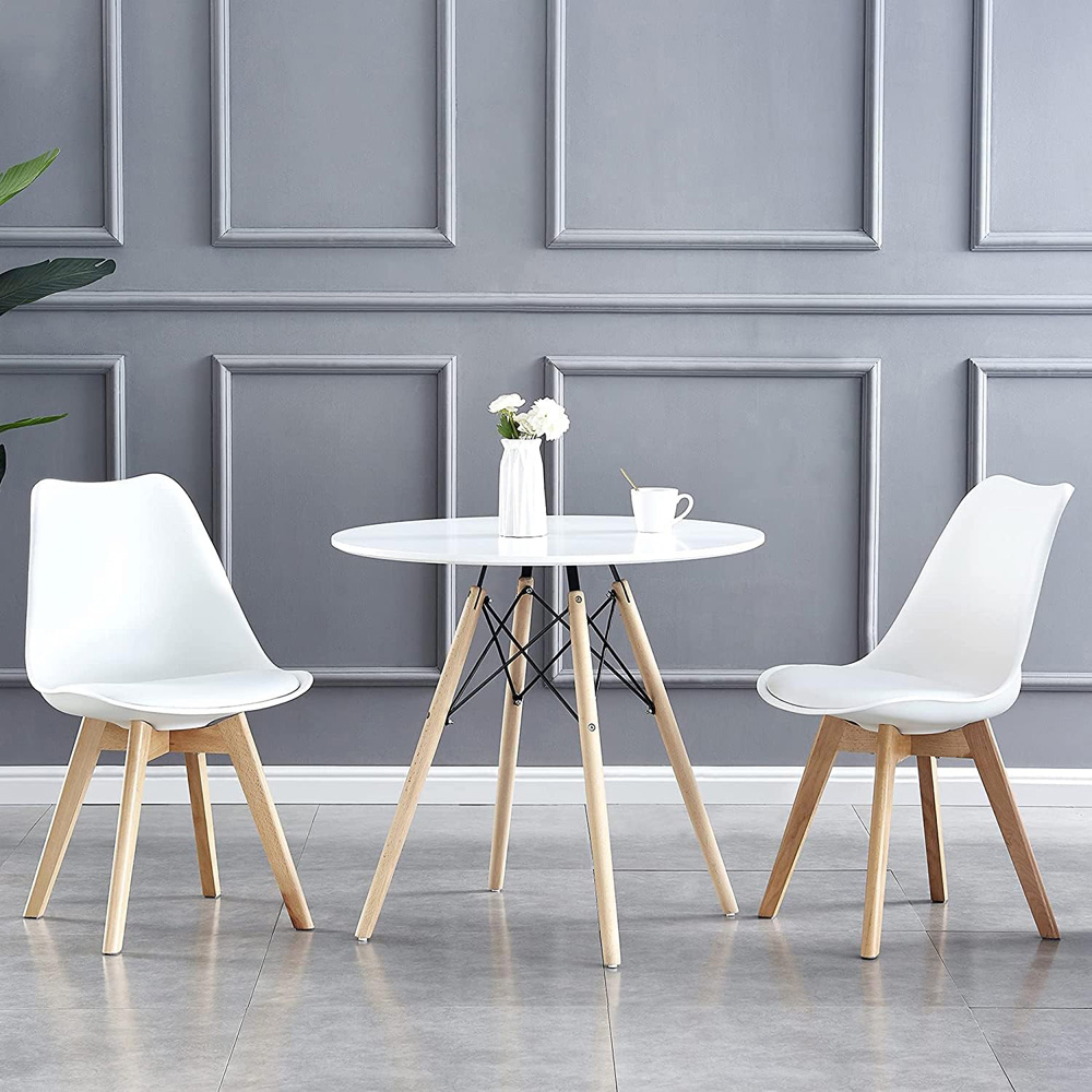 Eva Set of 2 White Padded Dining Chairs Image 8