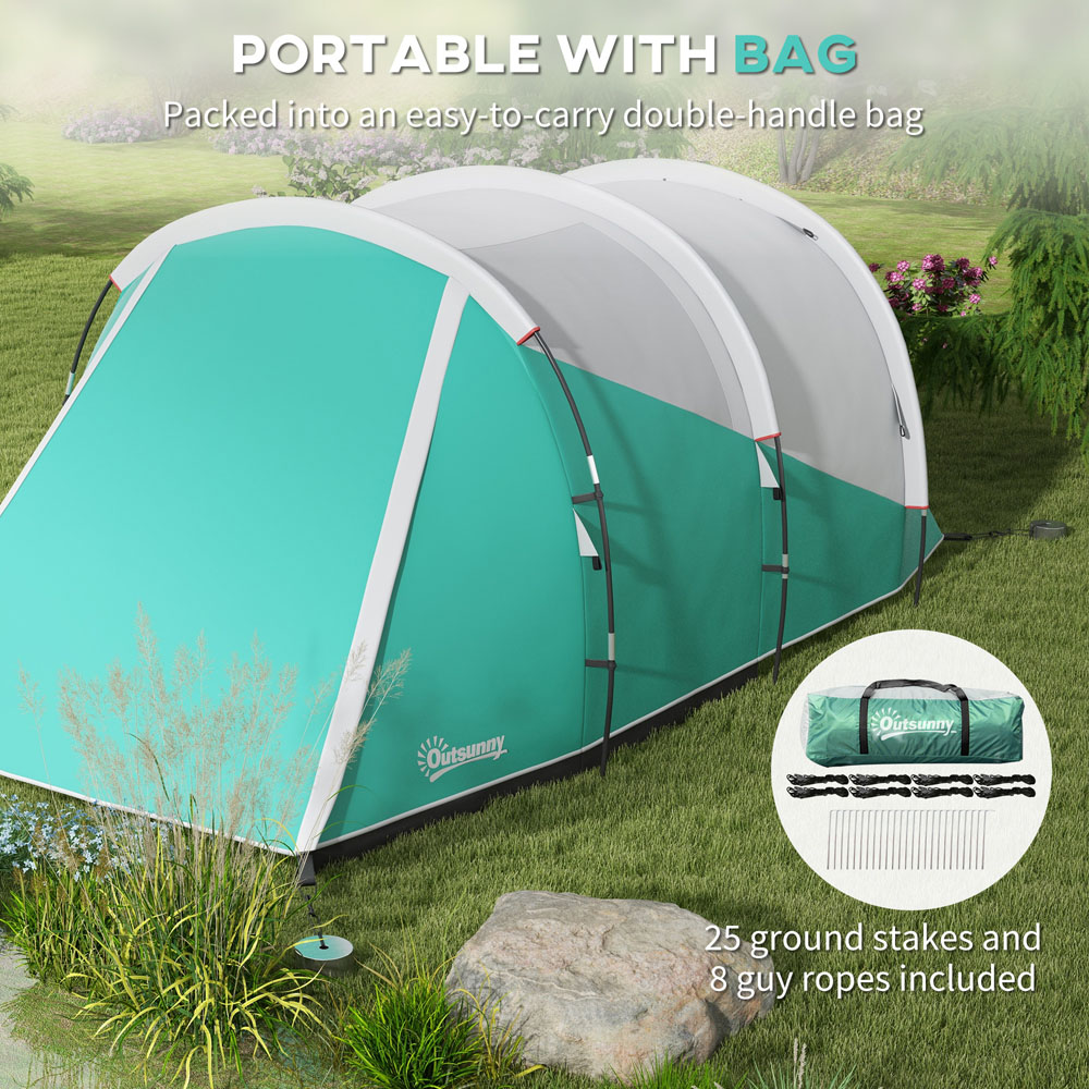 Outsunny 3 Person Waterproof Camping Tent with 2 Room Green Image 8