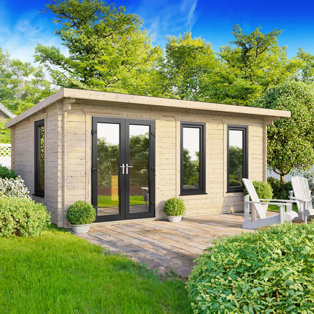 Power Sheds 18 x 10ft Left Double Door Pent Log Cabin Image 2