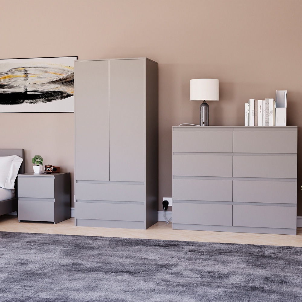 Vida Designs Denver Grey 3 Piece Bedroom Furniture Set Image 3