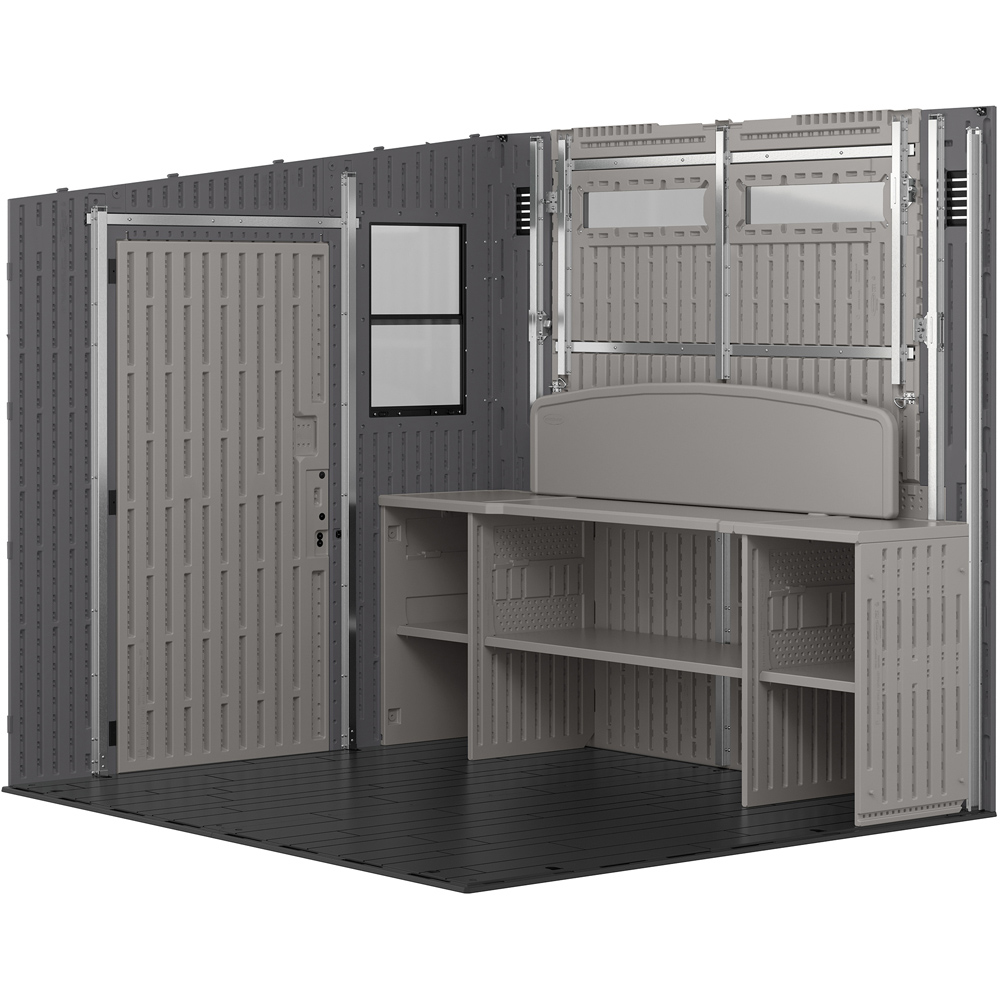 Suncast Cabana 8 x 7ft Cool Grey Entertainment Storage Shed with Fold Down Bar Top Image 4