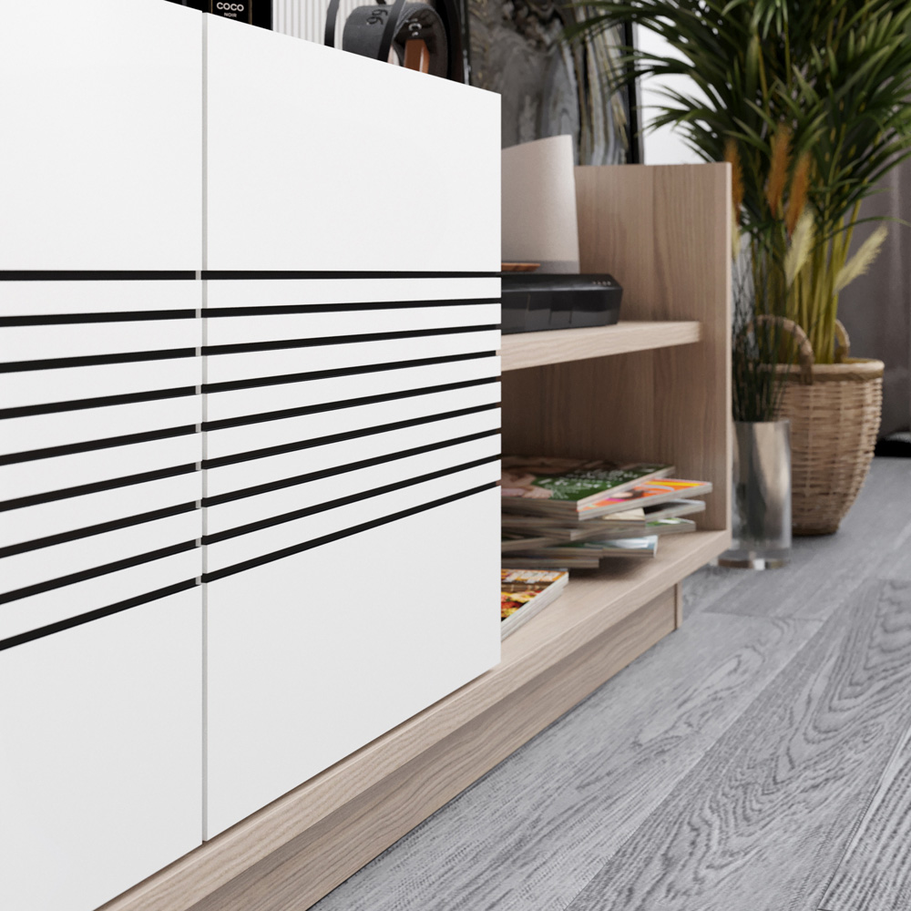 Decorotika Viano 3 Door 2 Shelf Cordoba and White TV Unit Image 4