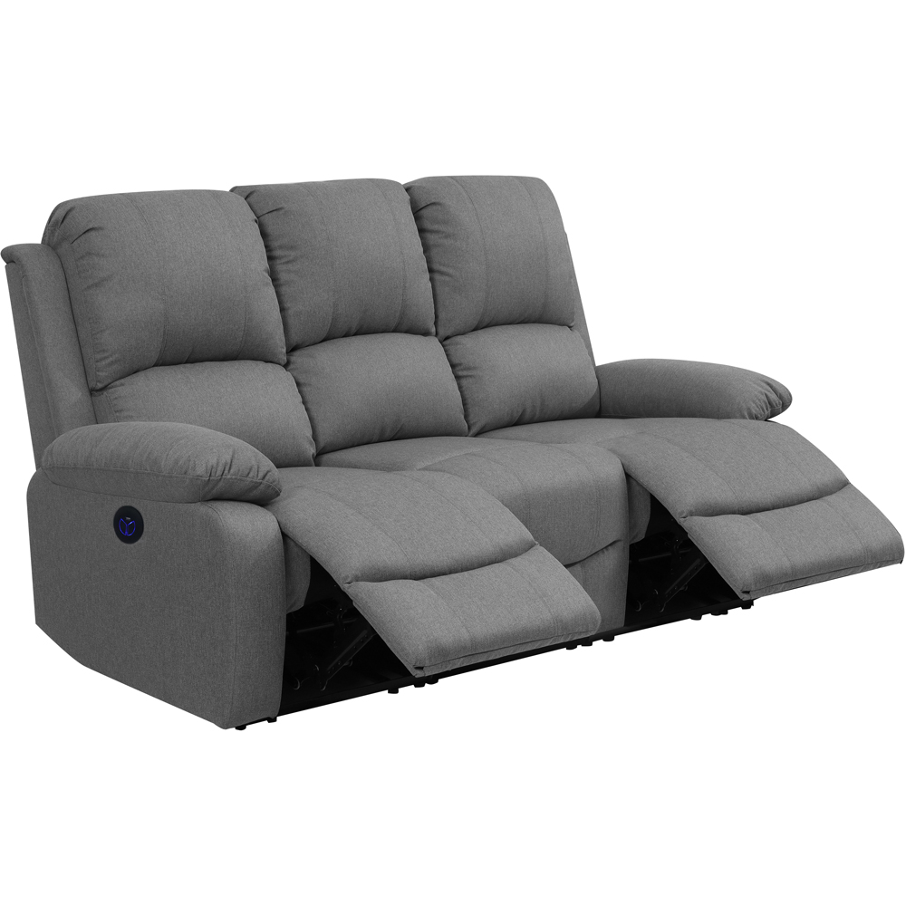 Comfy Living 3 Seater Light Grey Linen Electric Recliner Sofa Image 3