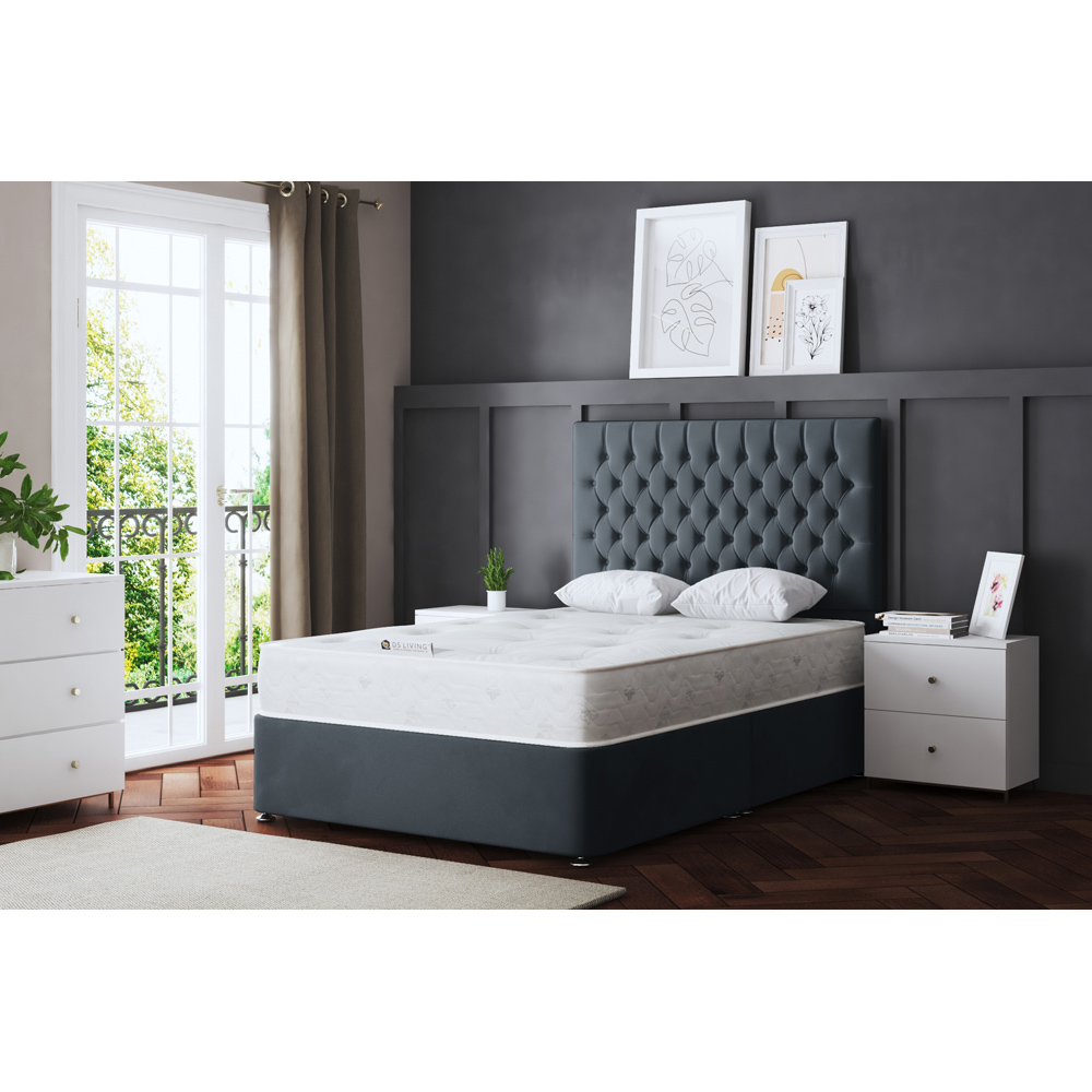 DS Living Seraphine Small Double Steel Upholstered Panel Divan Bed Image 5
