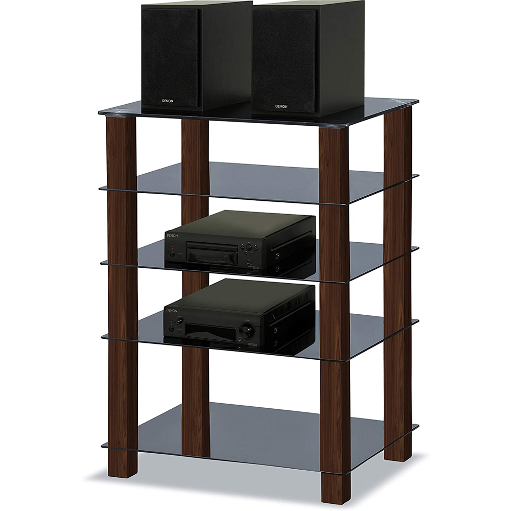 Centurion Supports Trinity Gloss Black and Walnut 5 Shelf TV Unit Image 3