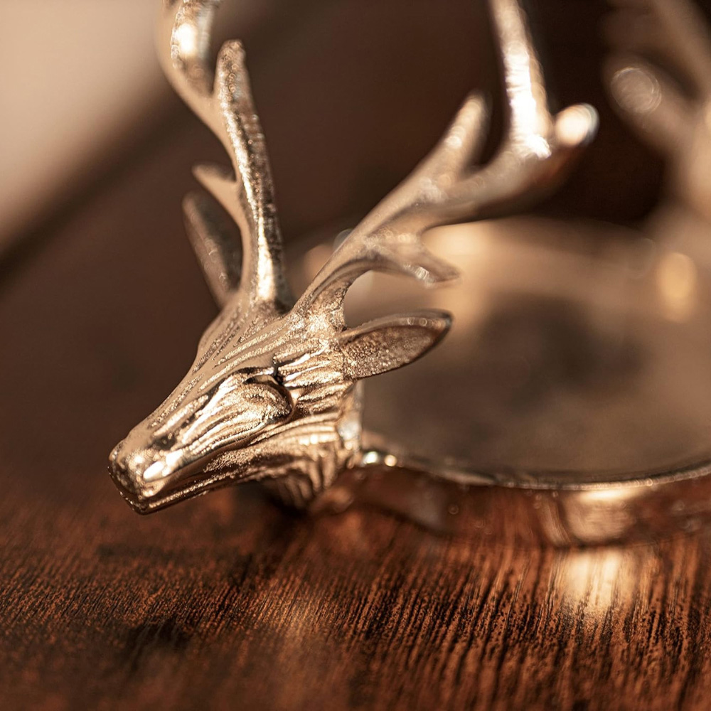 Marco Paul Silver Double Head Reindeer Candle Holder Image 4