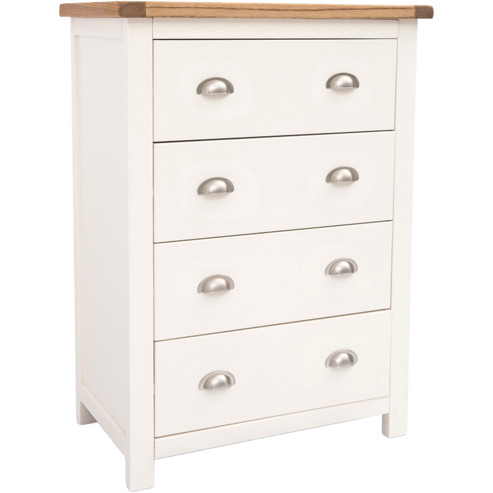 Cabinet Bits Lovere 4 Drawer Off White Chrome Cup Handle Chest of Drawers Image 3