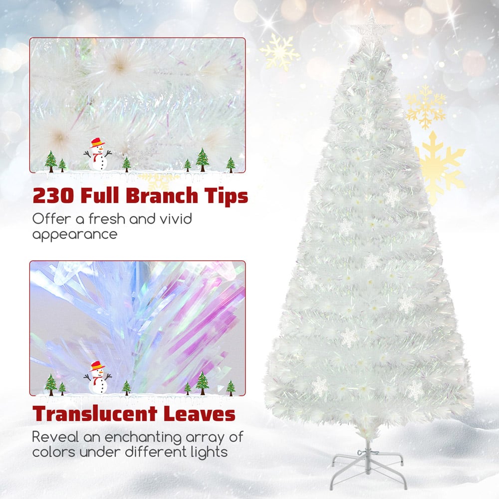 Costway 36 Multicolour LED White Fibre Optic Pre-Lit Artificial Christmas Tree 6ft Image 6