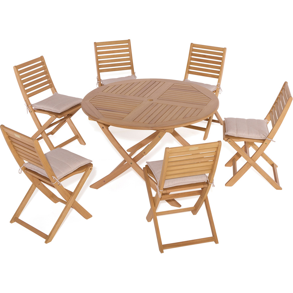 Rowlinson Ashdown 6 Seater Round Folding Dining Set with Cushions Image 2
