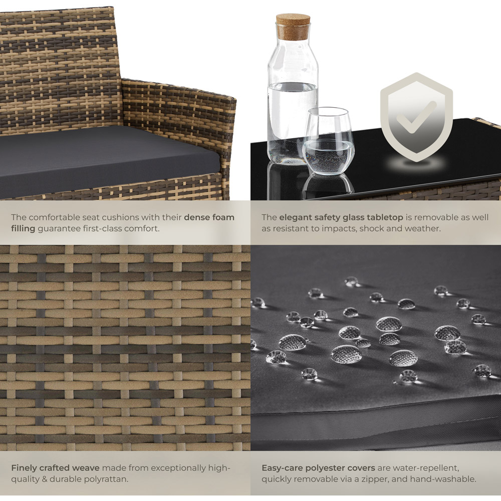 tectake Palese 4 Seater Nature Rattan Garden Sofa Set Image 6