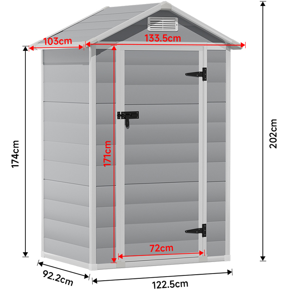 Living and Home 4.3 x 3.3ft Garden Plastic Storage Shed with Window Image 9