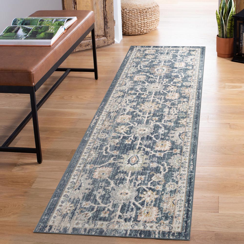 Desire Rugs Maia Navy Lagoon Floral Non Slip Rug 200 x 300cm Image 5