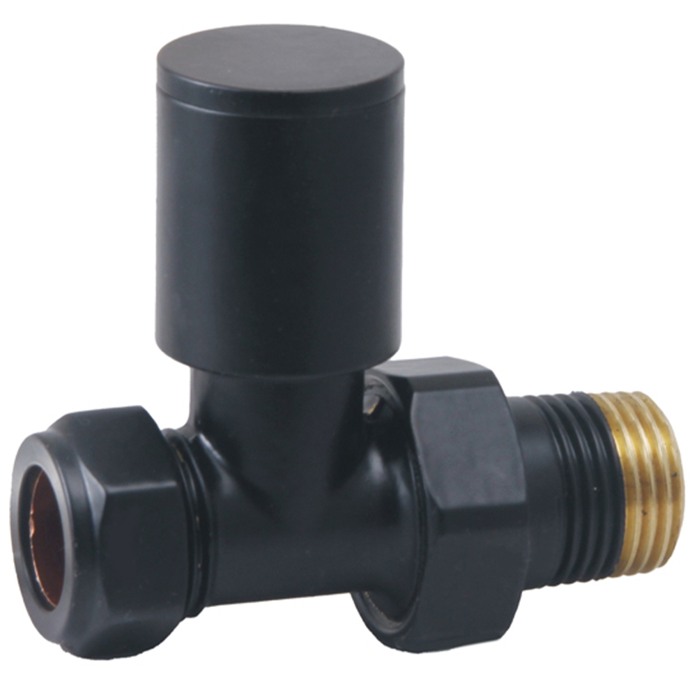 Towelrads Black Round Straight Valve 15mm x 1/2inch 2 Pack Image 2