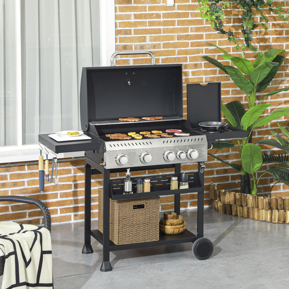 Outsunny Black 5 Burner BBQ Grill Image 2