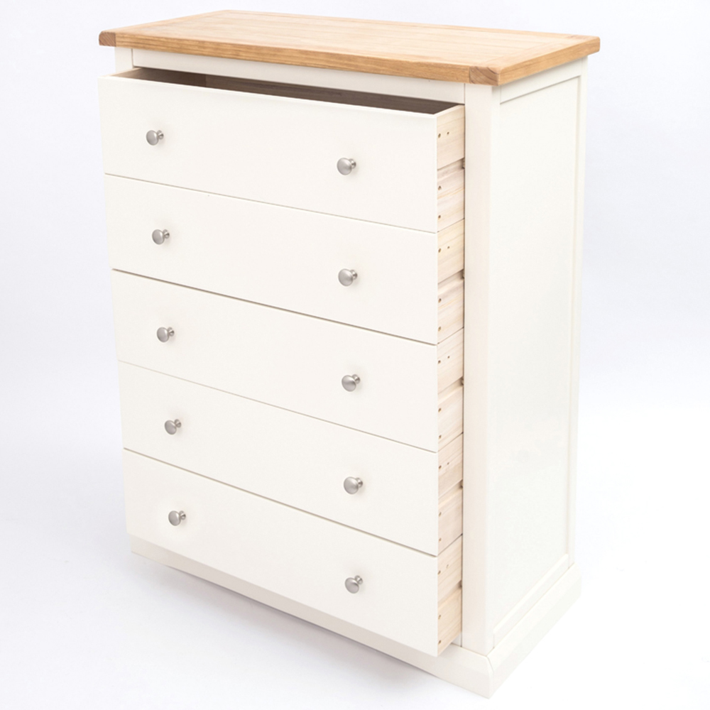 Cabinet Bits Castelli 5 Drawer White Chrome Knob Chest of Drawers Image 5