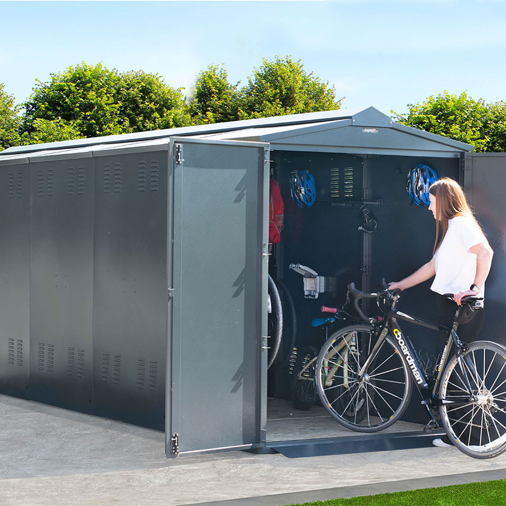 Asgard Centurion 5 x 18ft Double Door Grey High Security Bike Shed Image 2