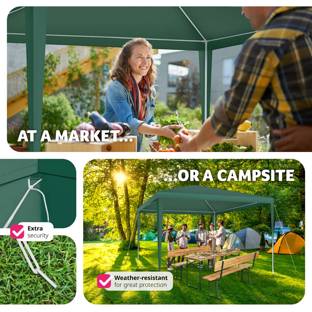 tectake Kara 3 x 3m Green Water and UV Resistant Gazebo Image 8