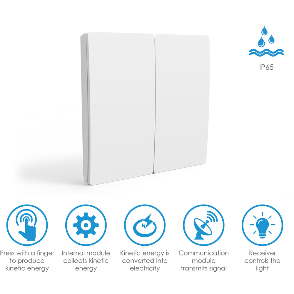 ENER-J ECO 2 Gang White Wireless Kinetic Switch Image 5