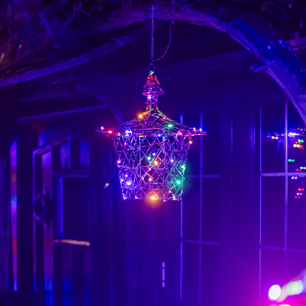 The Christmas Centre 40 Multicolour LED Brown Weave Hanging Lantern 35cm Image 4