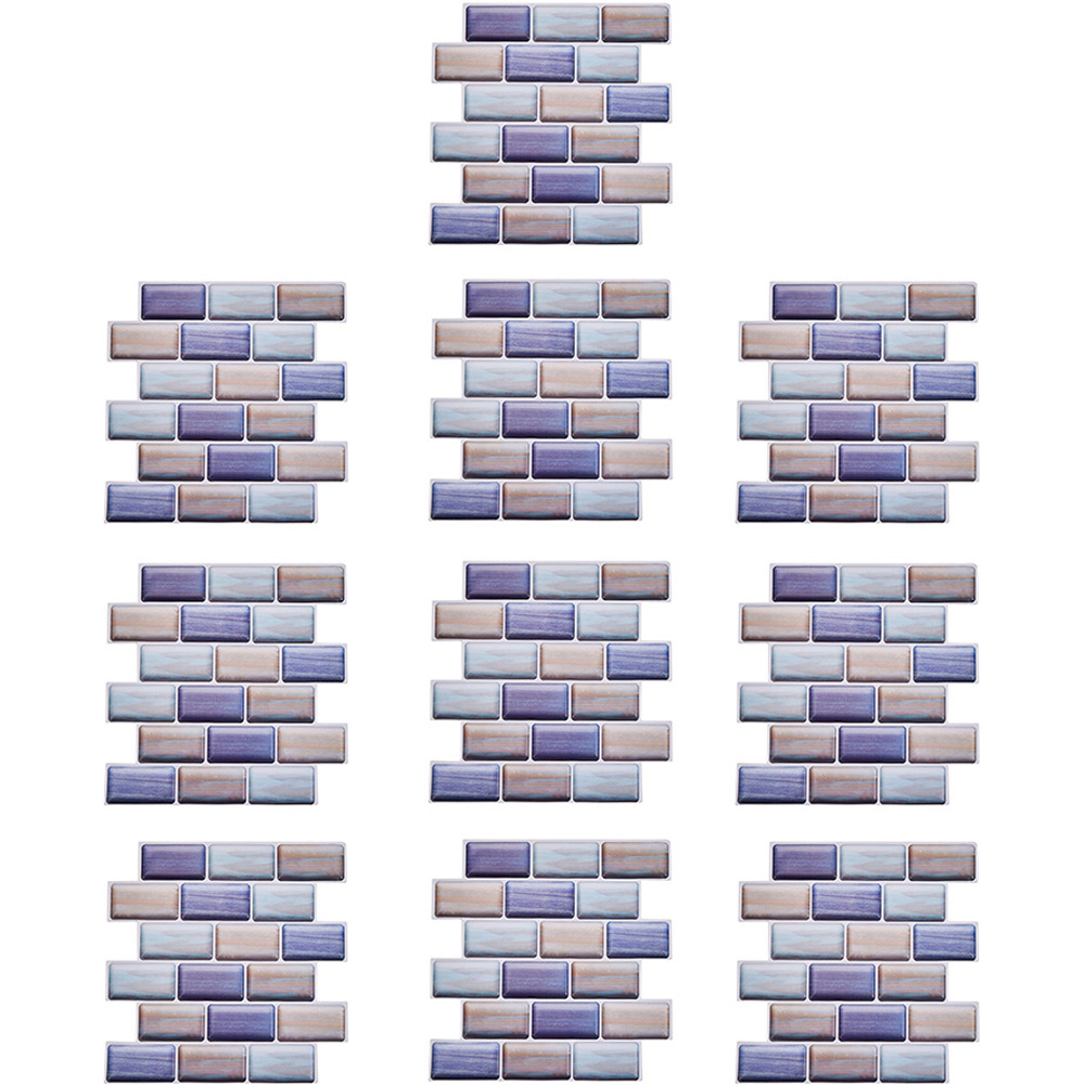 Living and Home Brick Effect Multicolour Self Adhesive Wall Sticker 10 Pack Image 2