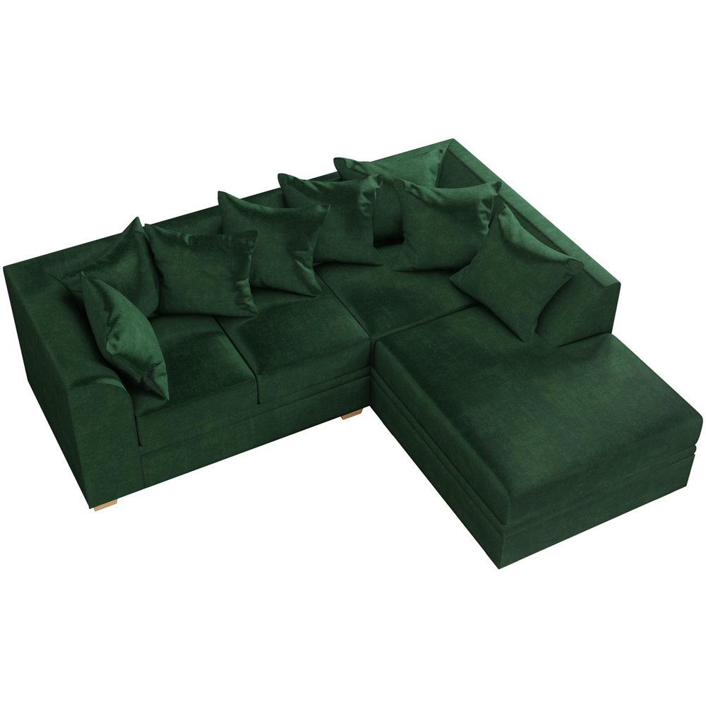Modo 3 Seater Forest Green Plush Velvet Right Hand Scatter Back L-Shape Corner Sofa Image 4