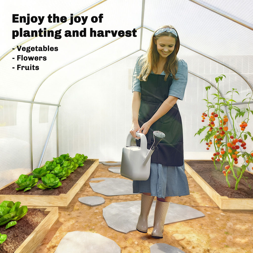 Outsunny White 10 x 14.6ft Walk In Polytunnel Greenhouse Image 7