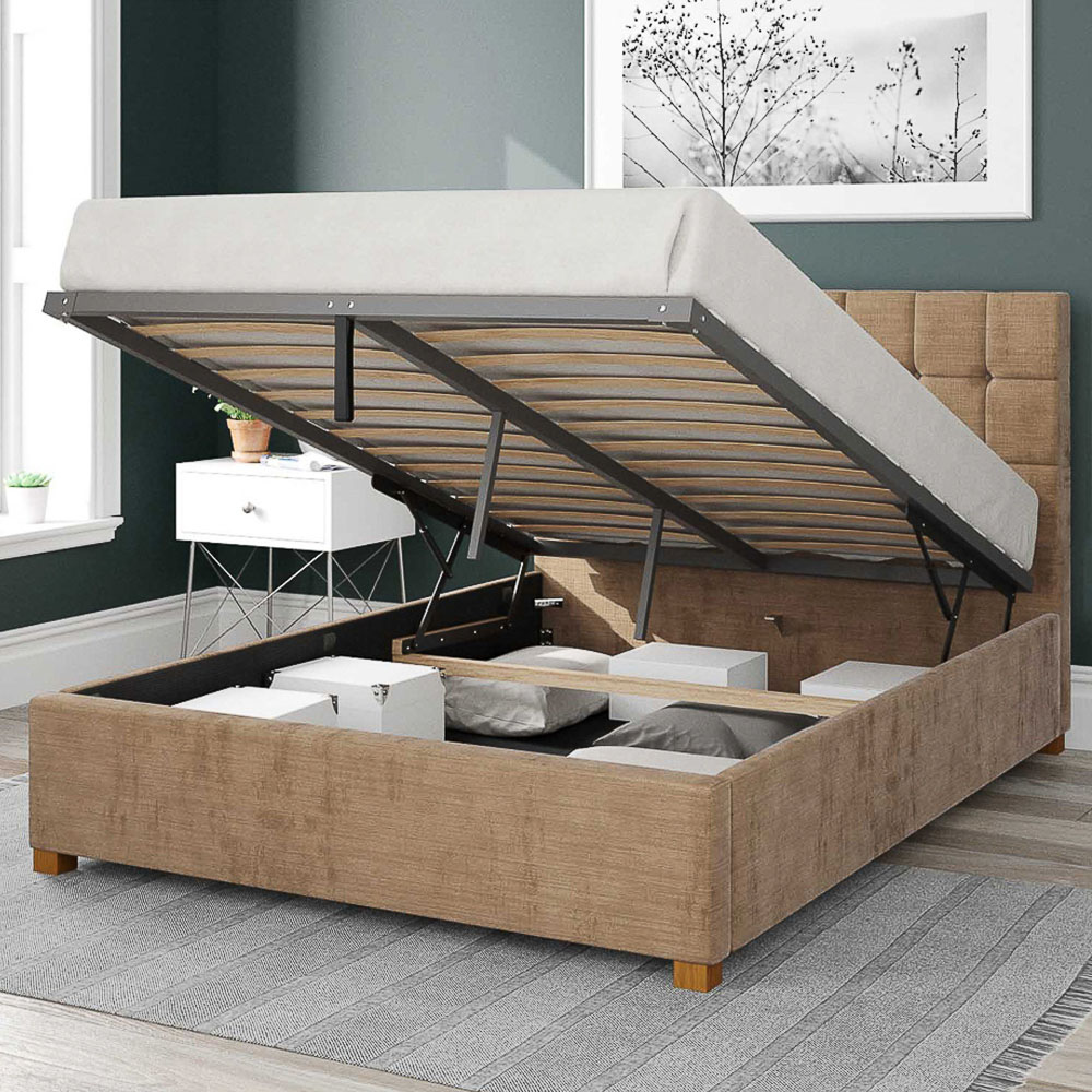 Aspire Sinatra Double Champagne Firenze Velour Ottoman Bed Image 2