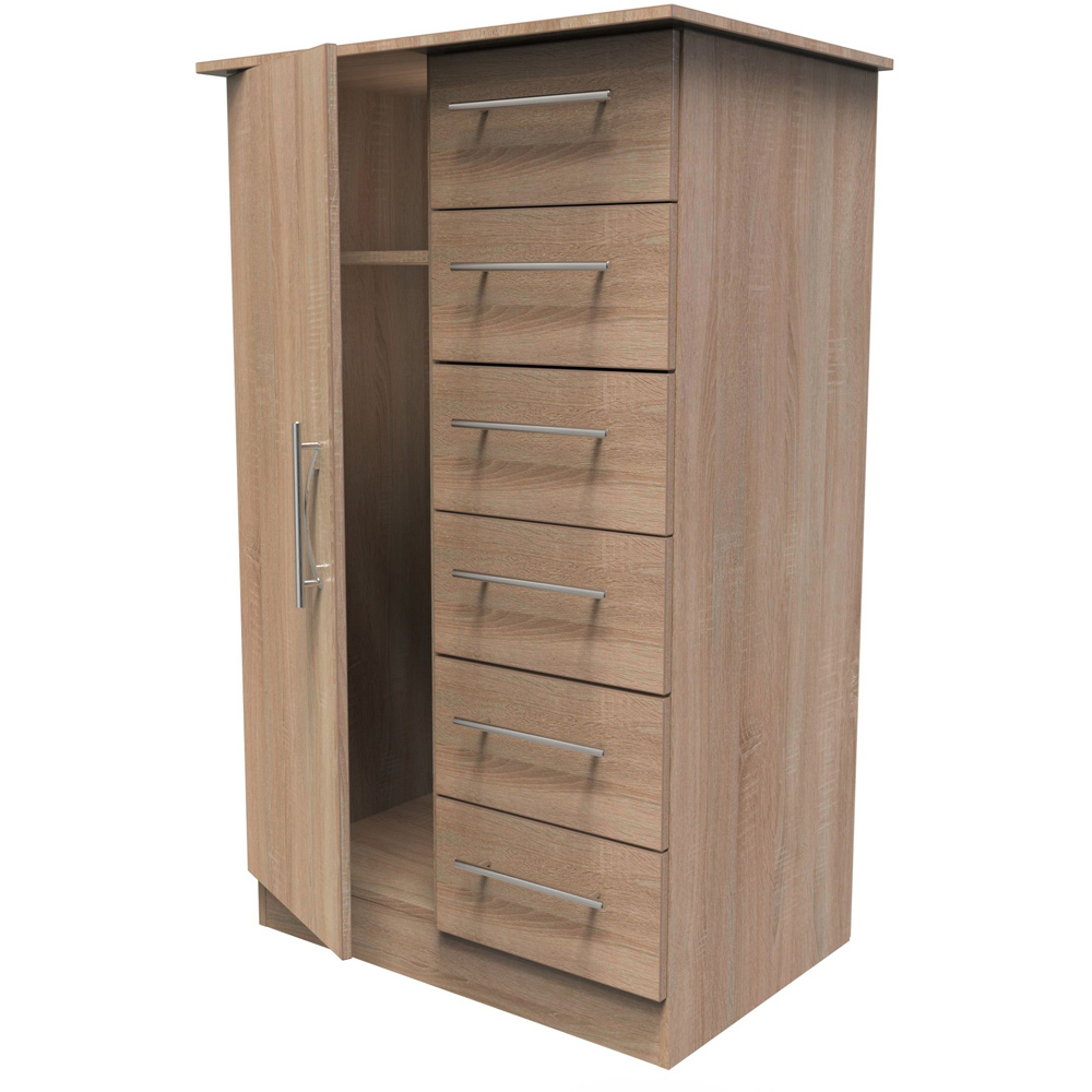 Crowndale Sherwood Single Door 6 Drawer Bardolino Oak Children Wardrobe Image 6
