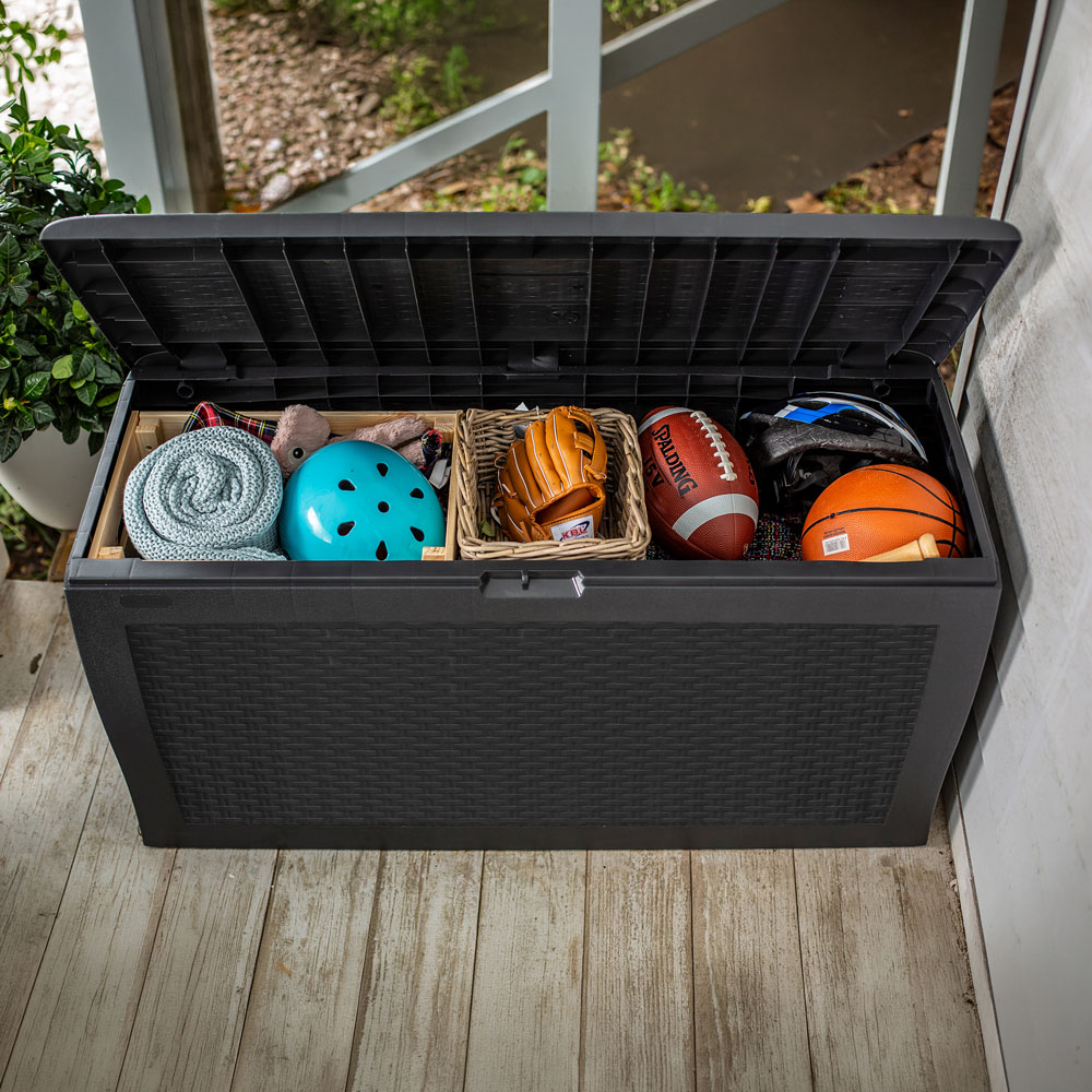 Keter Samoa Grey Rattan Outdoor Storage Box 270L Image 4
