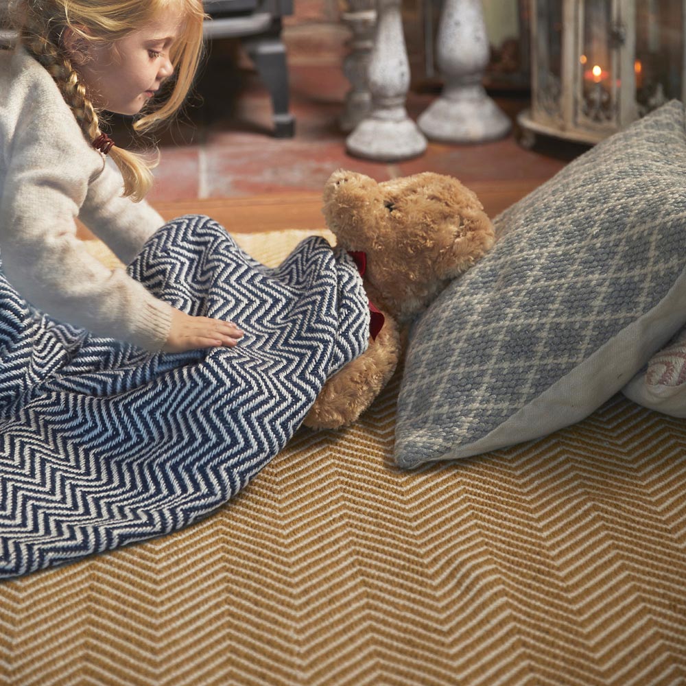 Hug Rug Gold Woven Herringbone Rug 160 x 230cm Image 2