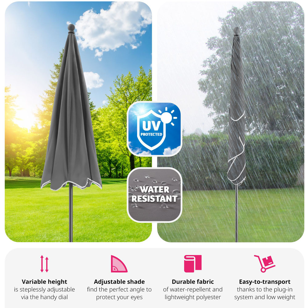 tectake Vanessa 200 x 125cm Grey Adjustable and Tiltable 50+ UV Parasol Image 5