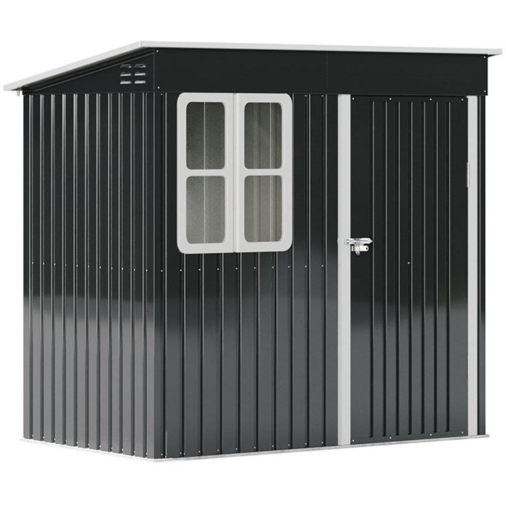 Living and Home 7 x 4ft Black Galvanised Metal Storage Shed with Window Image 1