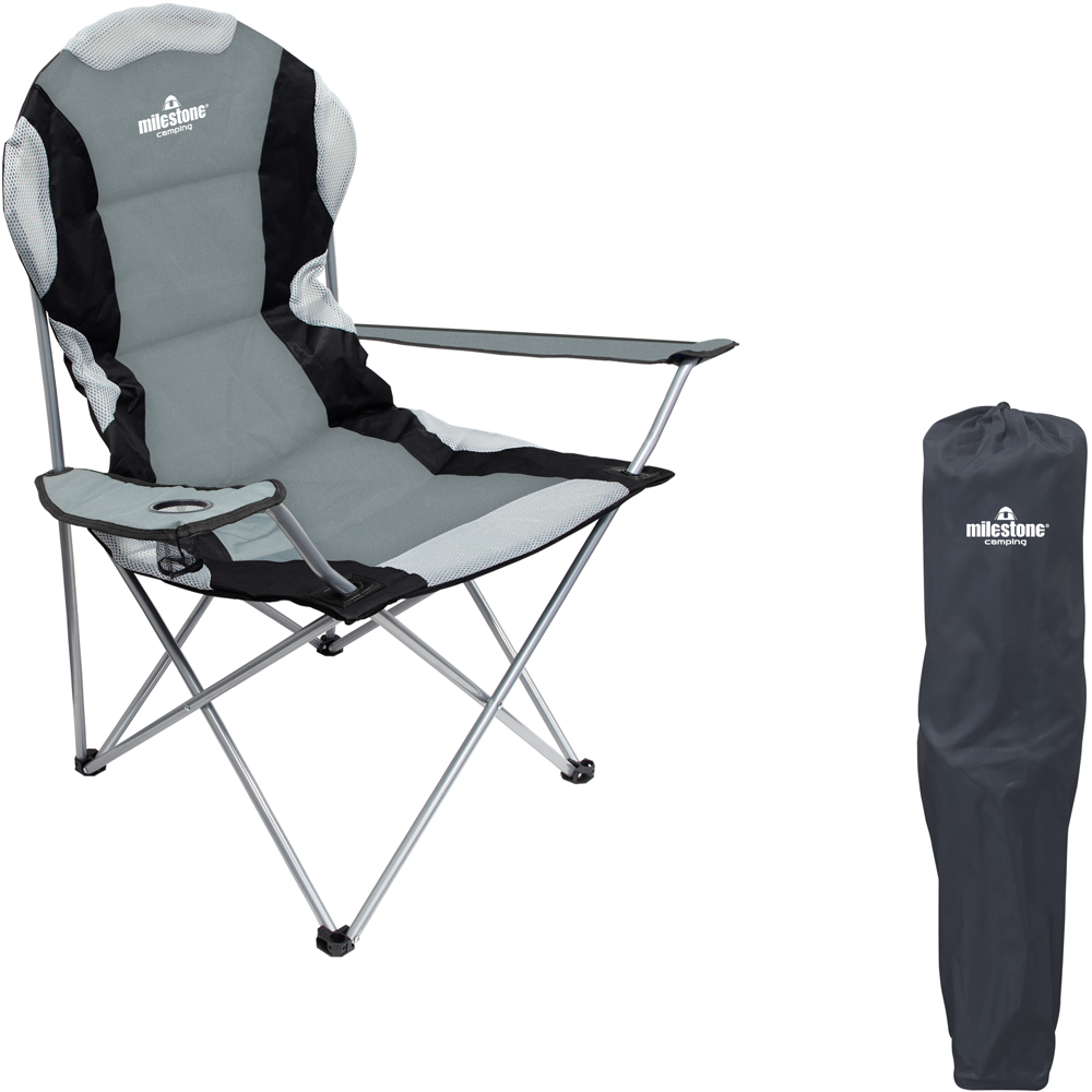 Milestone Camping Deluxe Folding Leisure Chair with Cup Holder Image 2